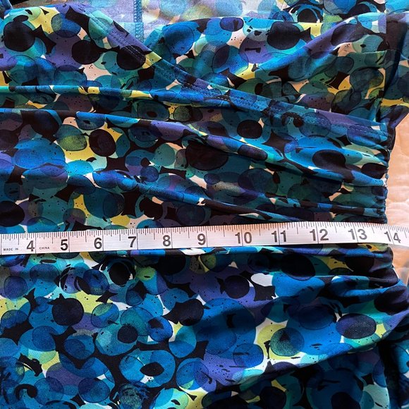 Watercolor print mock-wrap dress - Picture 6 of 8